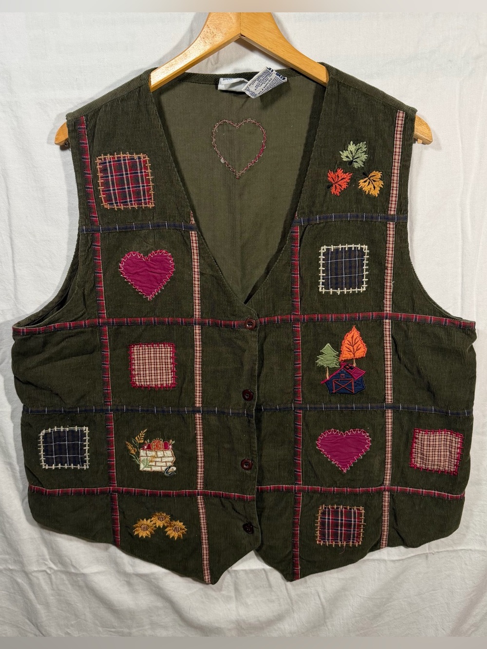 Vintage 90s Bobbie Brooks Green Fall Corduroy Vest Women's Large